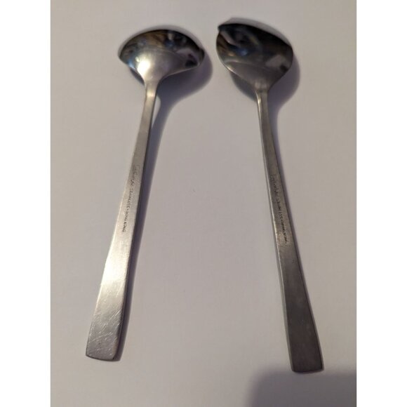VTG CARLYLE Hong Kong stainless cameo pattern lot 2 soup & jelly spoon replace - Picture 9 of 10